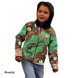 Personalised Australia Goanna NAIDOC Week 2026 Kid Hoodie 50 Years of Deadly Aboriginal Art LT14