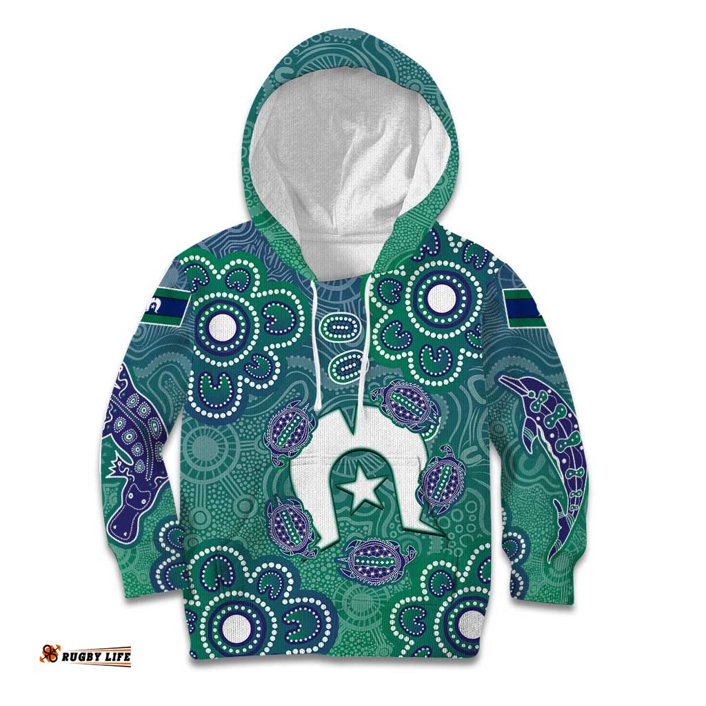 Sea Turtle Torres Strait Islands Kid Hoodie Pacific Indigenous Australian Oceanic Dot Art TS04