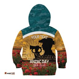 Personalised Wallabies ANZAC Day Kid Hoodie Last Post Poppy Lest We Forget LT14
