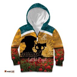Personalised Wallabies ANZAC Day Kid Hoodie Last Post Poppy Lest We Forget LT14