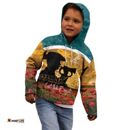 Personalised Wallabies ANZAC Day Kid Hoodie Last Post Poppy Lest We Forget LT14