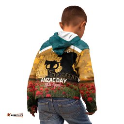 Personalised Wallabies ANZAC Day Kid Hoodie Last Post Poppy Lest We Forget LT14