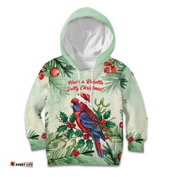 Watercolor Floral Crimson Rosella Kid Hoodie Its Aussie Christmas Time! LT9