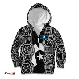 Torres Strait Islander Kid Hoodie Flag Feather Headdress Indigenous Dotwork Tribal Art TS04