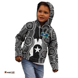 Torres Strait Islander Kid Hoodie Flag Feather Headdress Indigenous Dotwork Tribal Art TS04