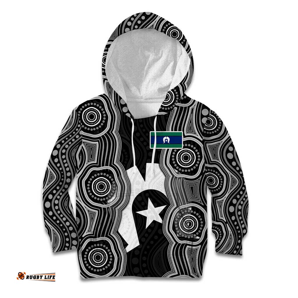 Torres Strait Islander Kid Hoodie Flag Feather Headdress Indigenous Dotwork Tribal Art TS04
