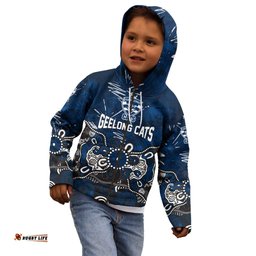 Personalized Geelong Cats Kid Hoodie Aboriginal Dot Painting Graffiti Style TS04