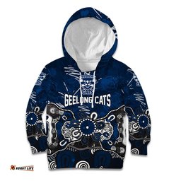 Personalized Geelong Cats Kid Hoodie Aboriginal Dot Painting Graffiti Style TS04