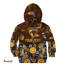 Personalized Hawthorn Hawks Kid Hoodie Aboriginal Dot Painting Graffiti Style TS04