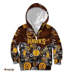 Personalized Hawthorn Hawks Kid Hoodie Aboriginal Dot Painting Graffiti Style TS04