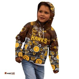 Personalized Hawthorn Hawks Kid Hoodie Aboriginal Dot Painting Graffiti Style TS04
