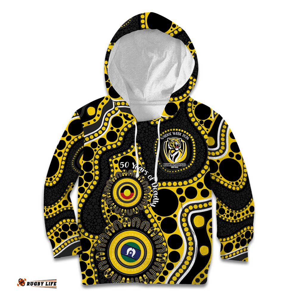 Richmond NAIDOC Week 2026 Personalised Kid Hoodie 50 Years of Deadly Aboriginal Art LT14