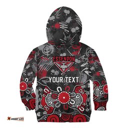 Personalized Essendon Bombers Kid Hoodie Aboriginal Dot Painting Graffiti Style TS04