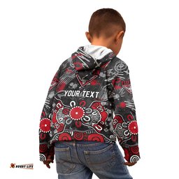 Personalized Essendon Bombers Kid Hoodie Aboriginal Dot Painting Graffiti Style TS04