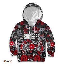 Personalized Essendon Bombers Kid Hoodie Aboriginal Dot Painting Graffiti Style TS04