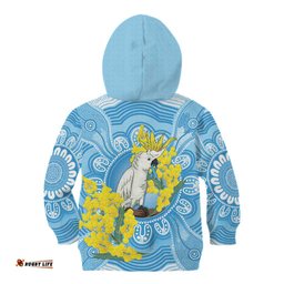 World Diabetes Day Australia Kid Hoodie Yellow-crested Cockatoo Golden Wattle Aboriginal LT14