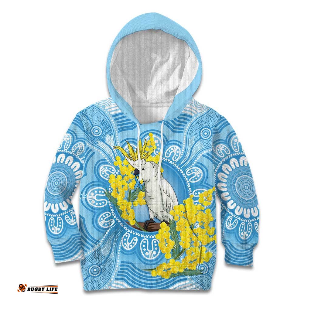 World Diabetes Day Australia Kid Hoodie Yellow-crested Cockatoo Golden Wattle Aboriginal LT14