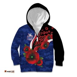North Kangaroos ANZAC Personalised Kid Hoodie Lest We Forget Poppy Camo LT9