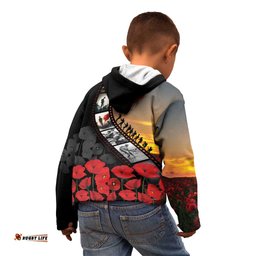Personalised Remembering ANZAC Lest We Forget Kid Hoodie Vintage Film Frame Memorial Red Poppy LT9