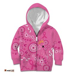 Pink Ribbon Australia Kid Hoodie Breast Cancer Awareness Aboriginal Cacatua leadbeateri LT14