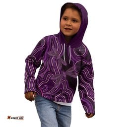 Purple Indigenous Dragonfly Australia Kid Hoodie Aboriginal Art LT14
