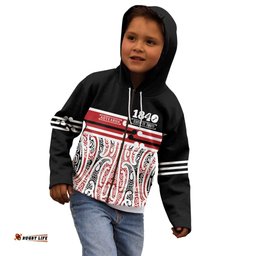 Personalised Toitu Te Tiriti Aotearoa 1840 Kid Hoodie Red Kowhaiwhai Puhoro LT9