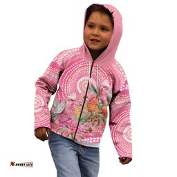Personalized Pink Galah Aboriginal Dot Art Kid Hoodie Australias Breast Cancer Awareness LT9