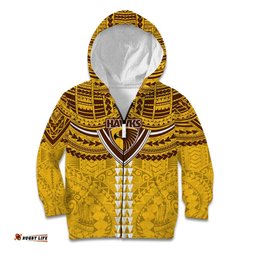 Personalized Hawthorn Hawks Kid Hoodie Polynesian Tribal Pattern Heritage Football TS04
