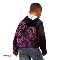 Pink Aoteara Horse Racing Kid Hoodie NZ Maori Pattern LT14