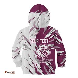 Personalized Manly Warringah Sea Eagles Kid Hoodie Dynamic Lightning Mascot Rugby Australia TS04