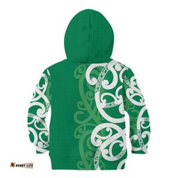 Pounamu Green Maori Kid Hoodie Koru Kowhaiwhai LT7
