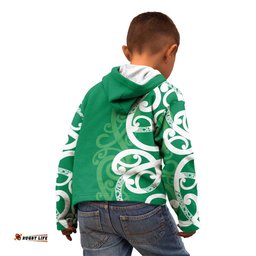 Pounamu Green Maori Kid Hoodie Koru Kowhaiwhai LT7