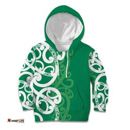 Pounamu Green Maori Kid Hoodie Koru Kowhaiwhai LT7