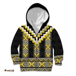 Yellow Taniko Aotearoa Kid Hoodie Niho Taniwha Mix Poutama LT14