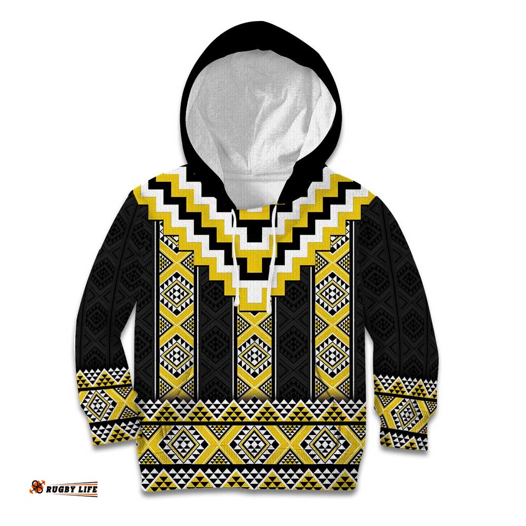 Yellow Taniko Aotearoa Kid Hoodie Niho Taniwha Mix Poutama LT14