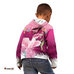 Pink Cockatoo Australia Christmas Kid Hoodie Grevillea Eucalyptus Blossoms LT14