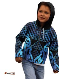 Taniko Motifs Matariki New Zealand Kid Hoodie NZ Niho Taniwha Poutama LT14