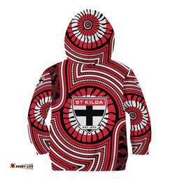 St Kilda Football Club Kid Hoodie Indigenous Monochrome Dot Art Mascot Style TS04