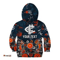 Personalized Carlton Blues Kid Hoodie Aboriginal Dot Painting Graffiti Style TS04