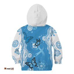 World Diabetes Day Australia Kid Hoodie Blue Ribbon Butterfly Aboriginal Art LT14