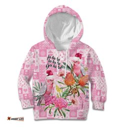 Sweet Pink Cockatoos Aussie Santa Kid Hoodie Australia Christmas Vibes LT9
