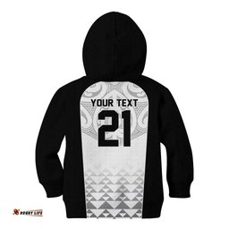 World Football 2026 New Zealand Custom Kid Hoodie All White Fern Maori Tribal LT9