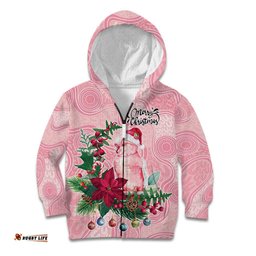 Watercolor Pink Galah Flowers Kid Hoodie Australia Christmas Vibes LT9