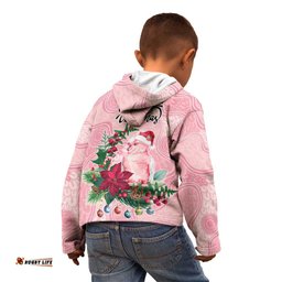 Watercolor Pink Galah Flowers Kid Hoodie Australia Christmas Vibes LT9