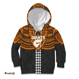 Personalized GWS Giants Kid Hoodie Polynesian Tribal Pattern Heritage Football TS04