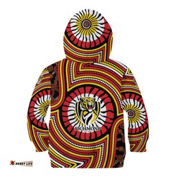 Richmond Football Club Kid Hoodie Indigenous Monochrome Dot Art Mascot Style TS04