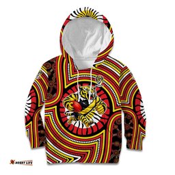 Richmond Football Club Kid Hoodie Indigenous Monochrome Dot Art Mascot Style TS04