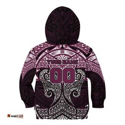 Personalized Manly Warringah Sea Eagles Kid Hoodie Polynesian Tribal Pattern Style TS04