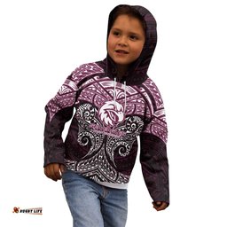 Personalized Manly Warringah Sea Eagles Kid Hoodie Polynesian Tribal Pattern Style TS04