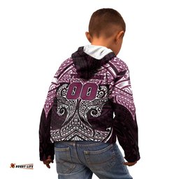 Personalized Manly Warringah Sea Eagles Kid Hoodie Polynesian Tribal Pattern Style TS04